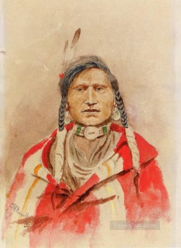 Indios americanos Painting - retrato de un indio Charles Marion Russell Indios americanos